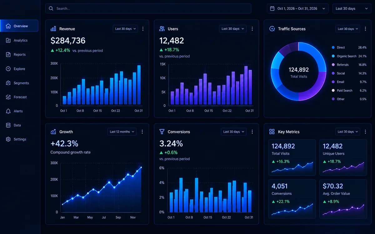Business Intelligence dashboard screen