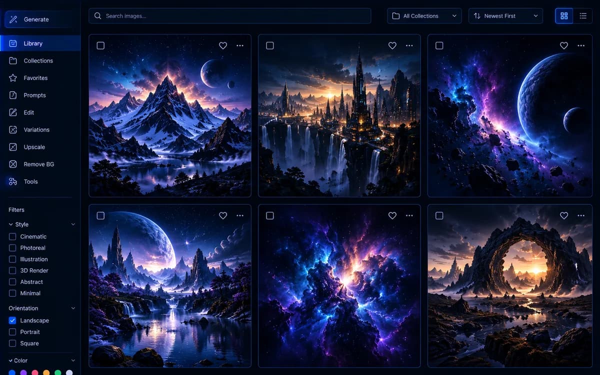 Creative Studio image library screen